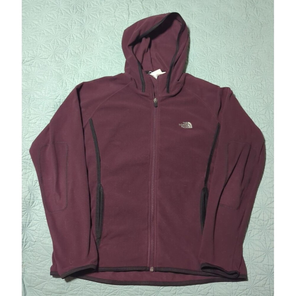 The North Face Hooded Jacket Women's Sz L Purple Fleece Full Zip Hiking Casual